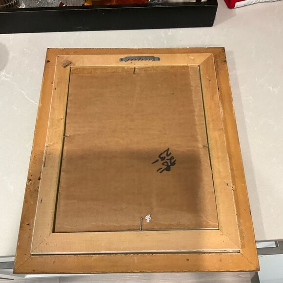 Vintage Chinese watercolor painting on silk paper, framed in faux bamboo. - Picture 5 of 9